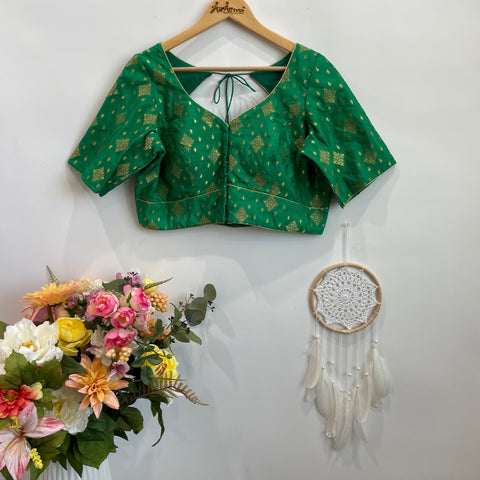 Green Chanderi Brocade Blouse