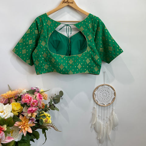 Green Chanderi Brocade Blouse