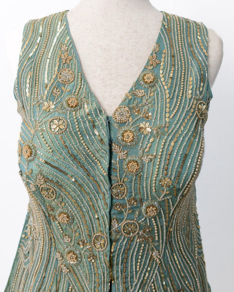 Teal with gold embroidery Sharara