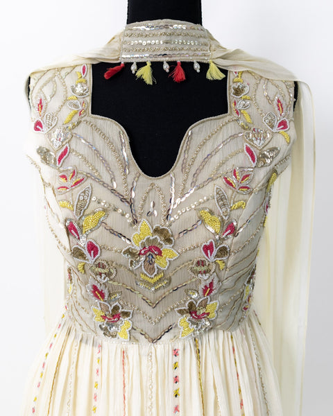 Cream and Yellow Sharara