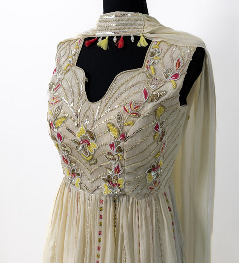 Cream and Yellow Sharara