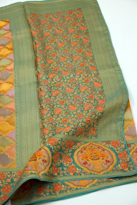 Sage Green Multi Satin Organza Saree