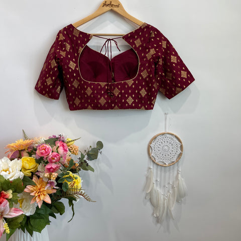 Dark Maroon Chanderi Brocade Blouse