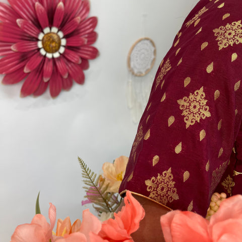 Dark Maroon Chanderi Brocade Blouse