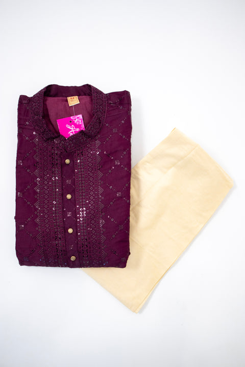 Wine Kurta set