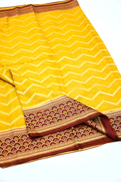 Mustard Gold with Antique Brown Tissue Satin Border