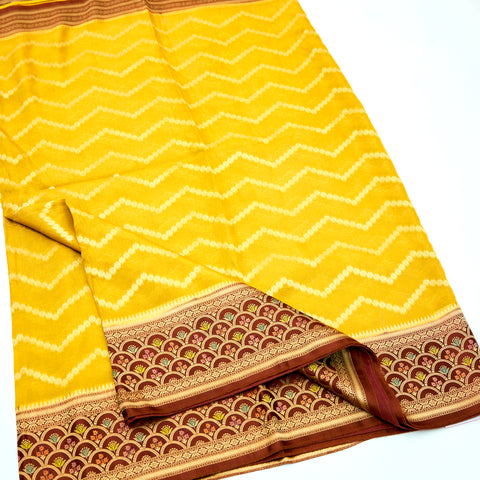 Mustard Gold with Antique Brown Tissue Satin Border