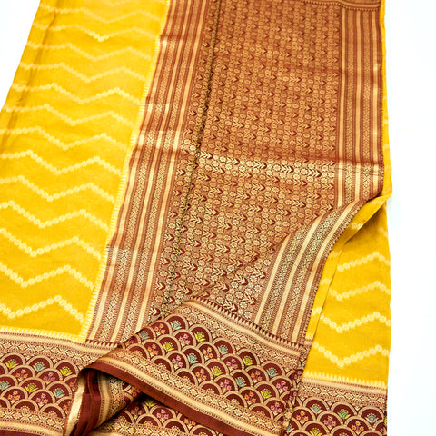 Mustard Gold with Antique Brown Tissue Satin Border