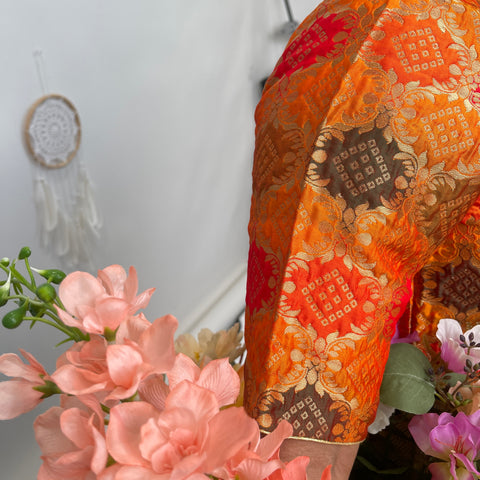 Red and Yellow Banarasi Blouse