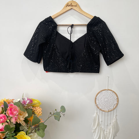 Black Readymade Blouse with Embroidery
