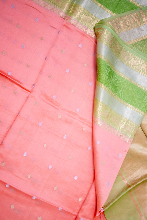 Peach Raw Mango saree