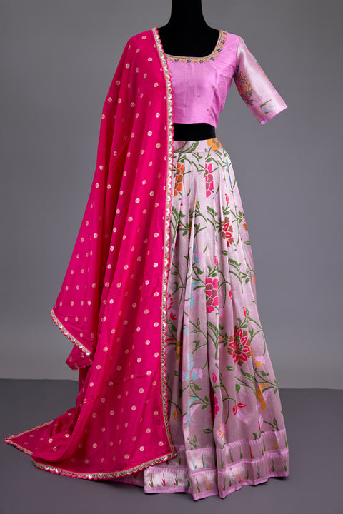 Baby Pink Paithani Half Saree