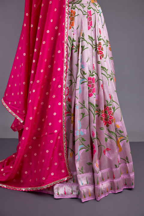 Baby Pink Paithani Half Saree