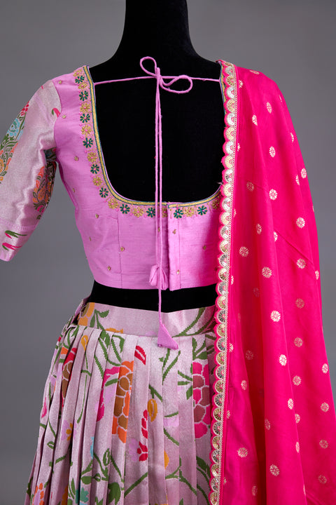 Baby Pink Paithani Half Saree