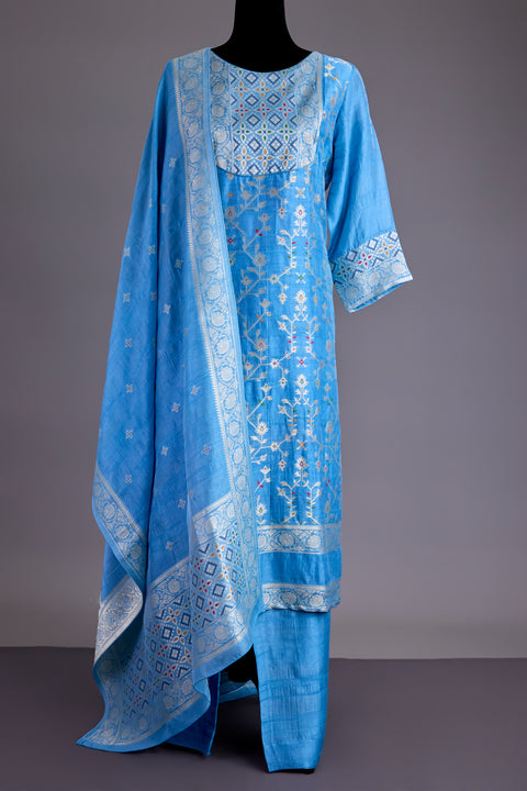 Blue Tussar Suit set