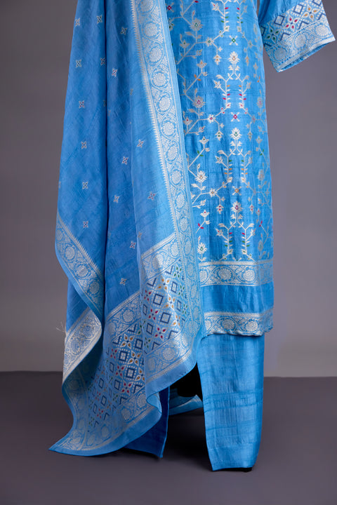 Blue Tussar Suit set
