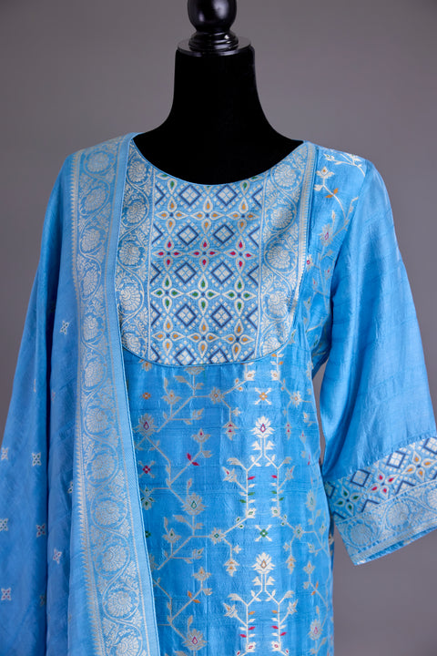 Blue Tussar Suit set