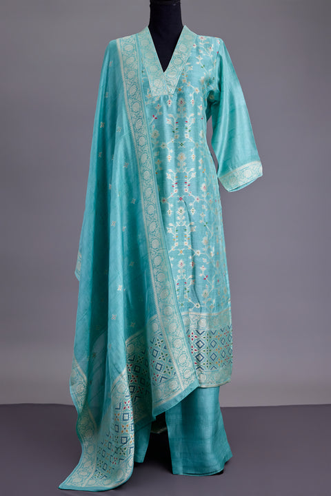 Sea Green Tussar Suit set