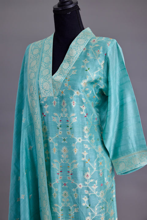 Sea Green Tussar Suit set