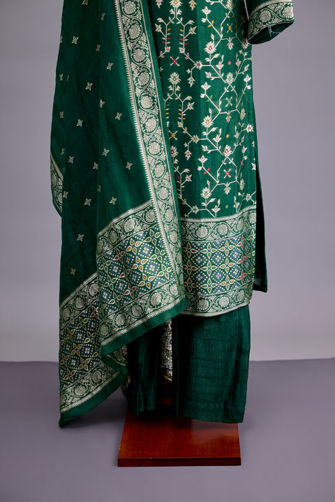 Bottle Green Tussar Suit set