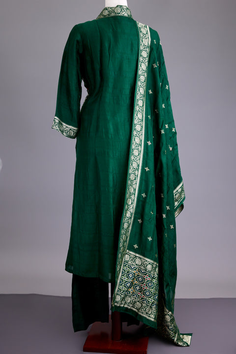Bottle Green Tussar Suit set