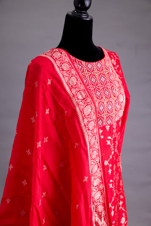Red Tussar Suit set