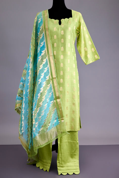 Lime Green Banarasi Suit set