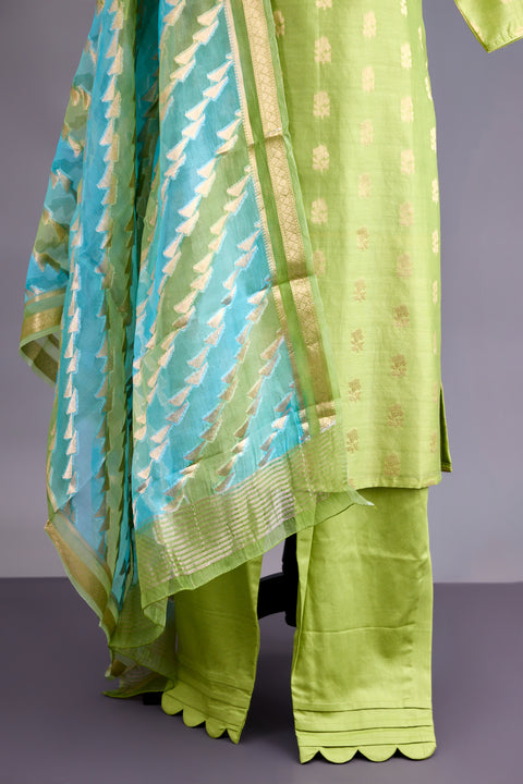 Lime Green Banarasi Suit set