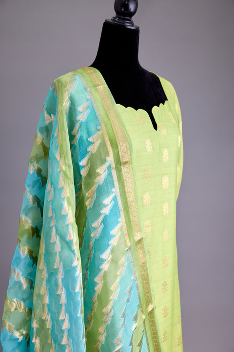 Lime Green Banarasi Suit set