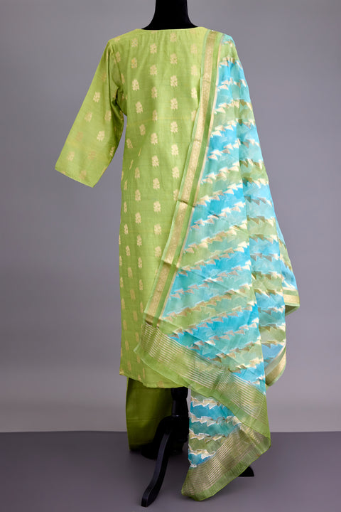 Lime Green Banarasi Suit set