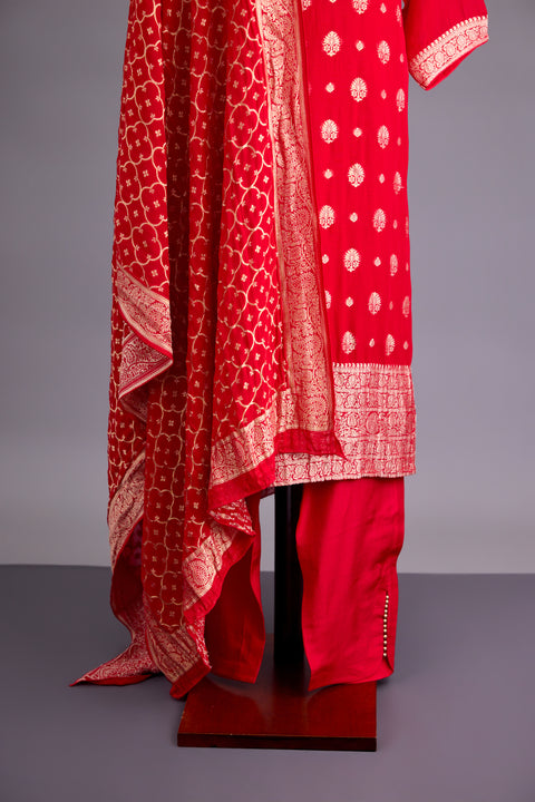Red Georgette Banarasi Suit set