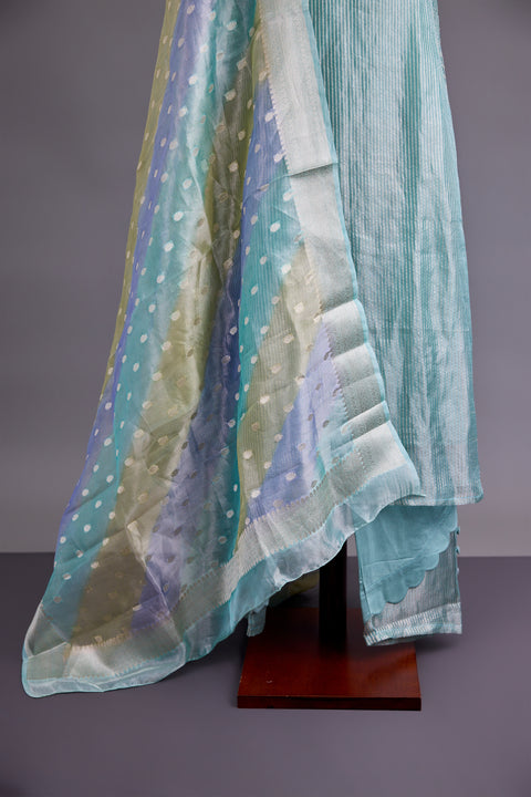 Sage Green Tissue Banarasi Suit set