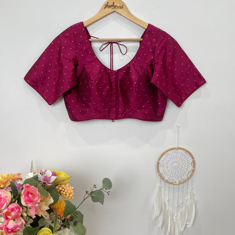 Wine Blouse with Gold Butis