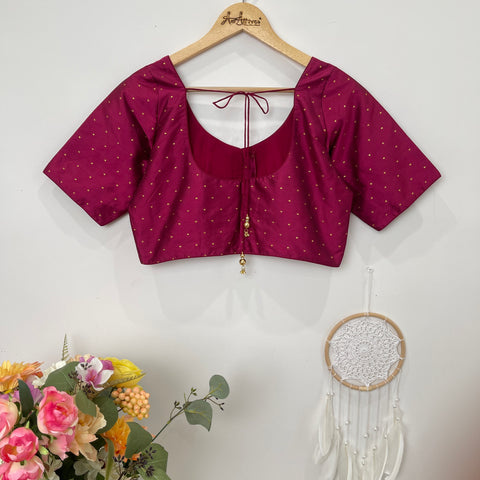 Wine Blouse with Gold Butis