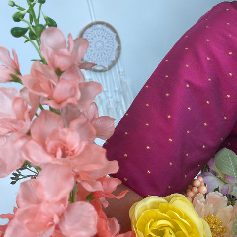 Wine Blouse with Gold Butis