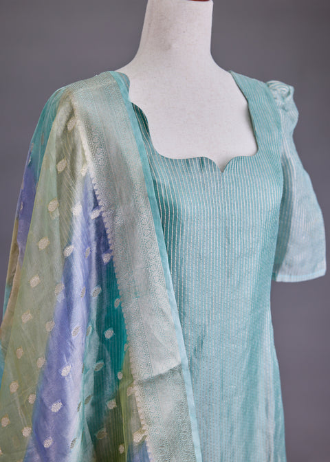 Sage Green Tissue Banarasi Suit set