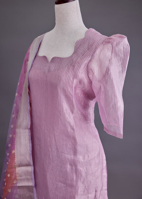 Lavender Tissue Banarasi Suit set