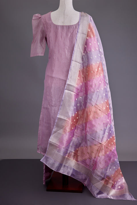 Lavender Tissue Banarasi Suit set
