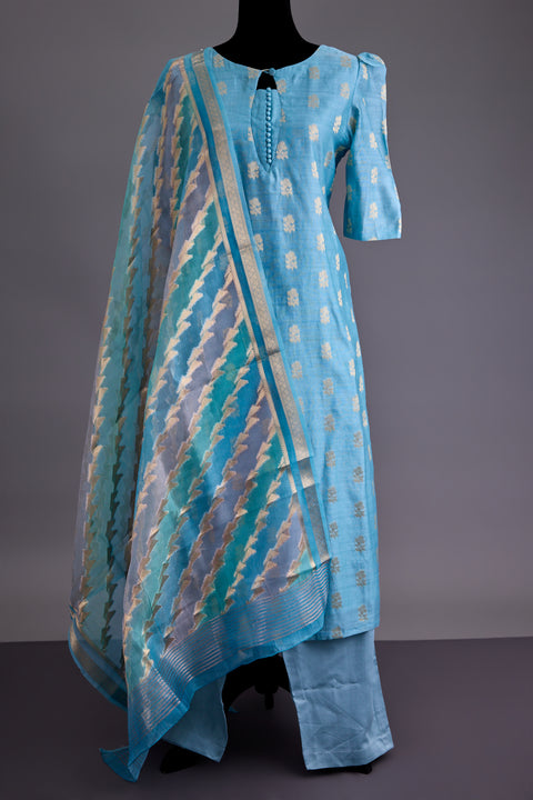 Blue Banarasi Suit set