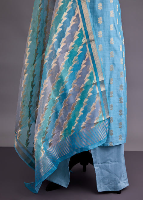 Blue Banarasi Suit set