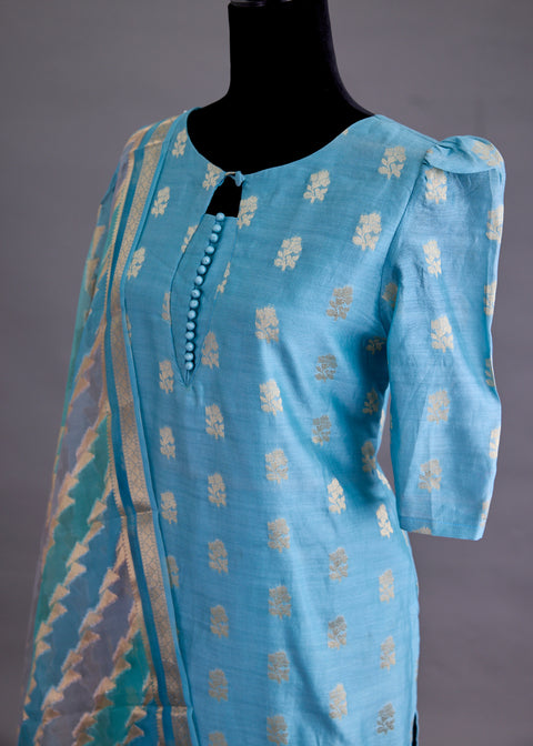 Blue Banarasi Suit set