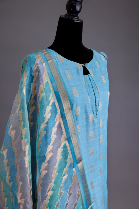 Blue Banarasi Suit set