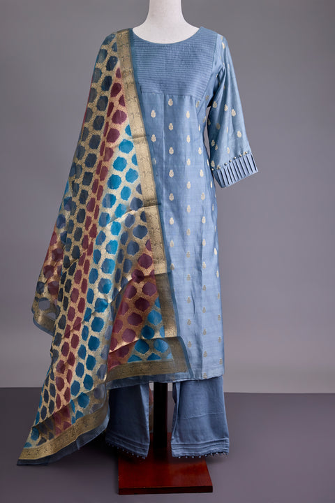 Dusty Blue Banarasi Suit set