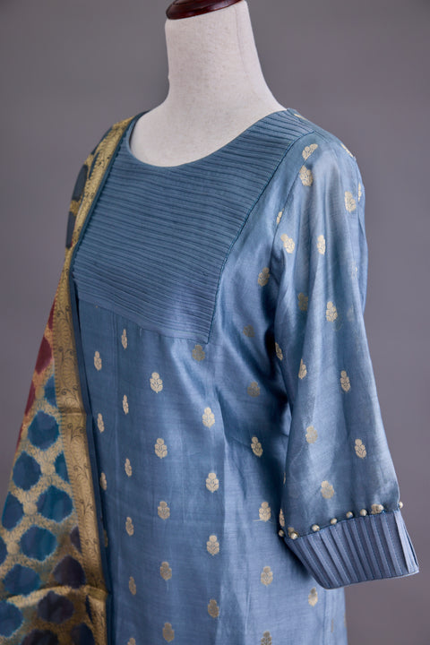 Dusty Blue Banarasi Suit set