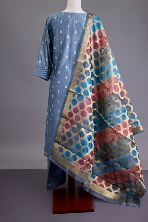 Dusty Blue Banarasi Suit set