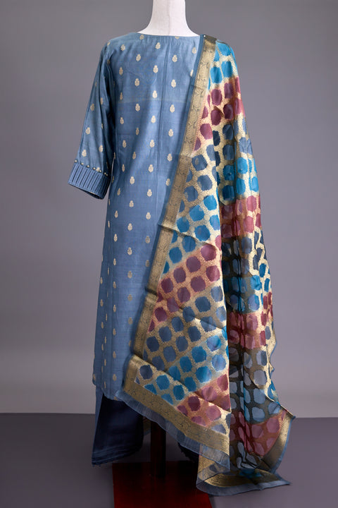Dusty Blue Banarasi Suit set