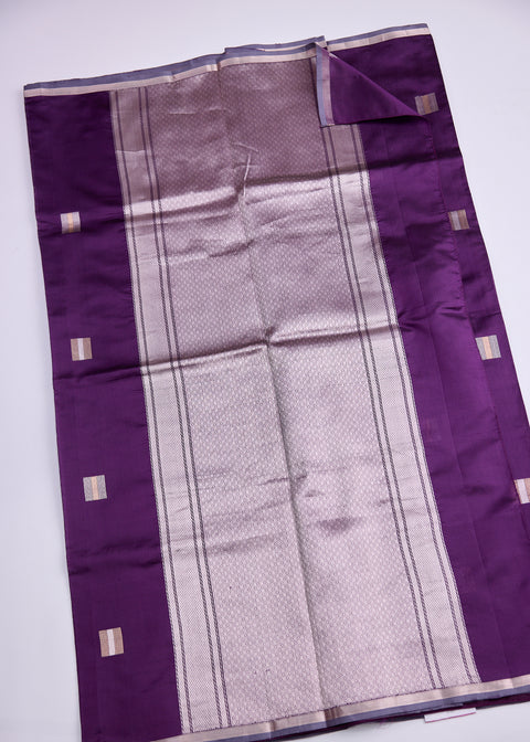 Purple with Zari Border Banaras Kathan Saree with Brocade Blouse