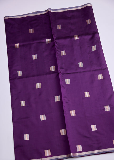 Purple with Zari Border Banaras Kathan Saree with Brocade Blouse