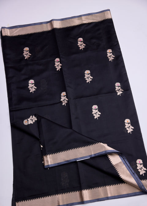 Black with Zari Border Banaras Kathan Saree with Brocade Blouse