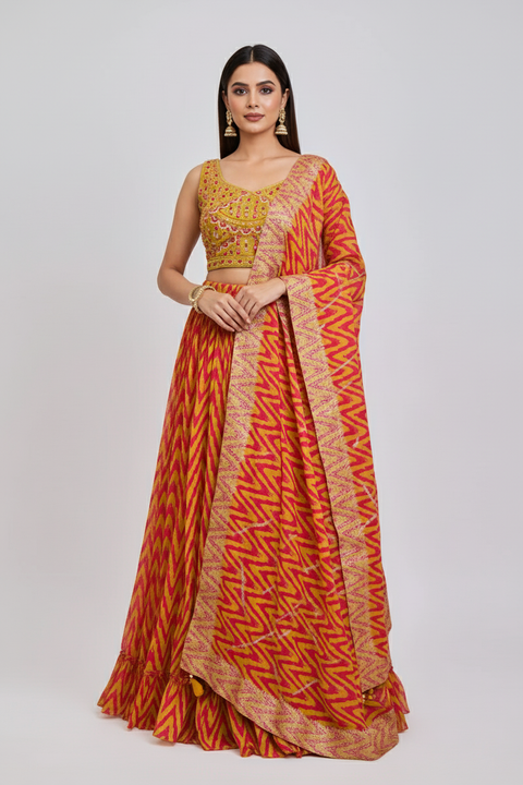 Yellow and Pink Lehenga